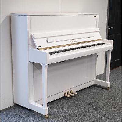 KAWAI K-300 AR2 WH/P AURES / 122 cm Hibrit Parlak Beyaz Duvar Piyanosu